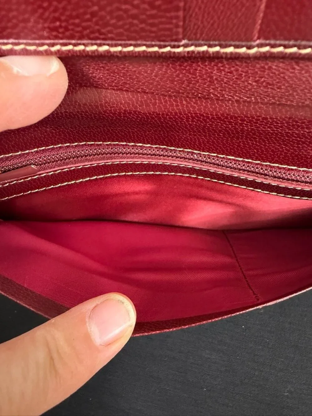 Vintage A. Testoni Burgundy Red Leather Long Continental Checkbook Wallet Italy